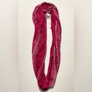Fuchsia Infinity Scarf White & Shimmer Striped Accents 34” Fall Accessory NWT